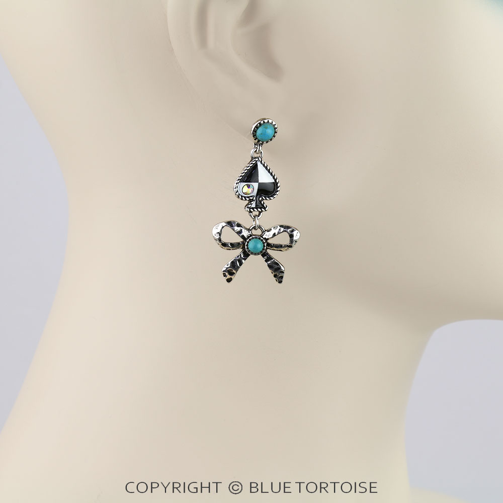 Western Spade & Bow Stud Earrings - Image 2