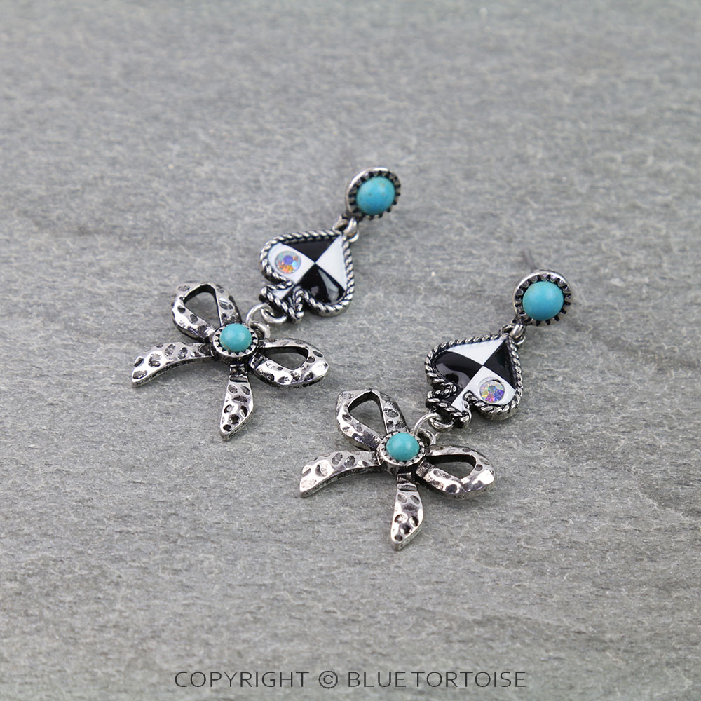 Western Spade & Bow Stud Earrings