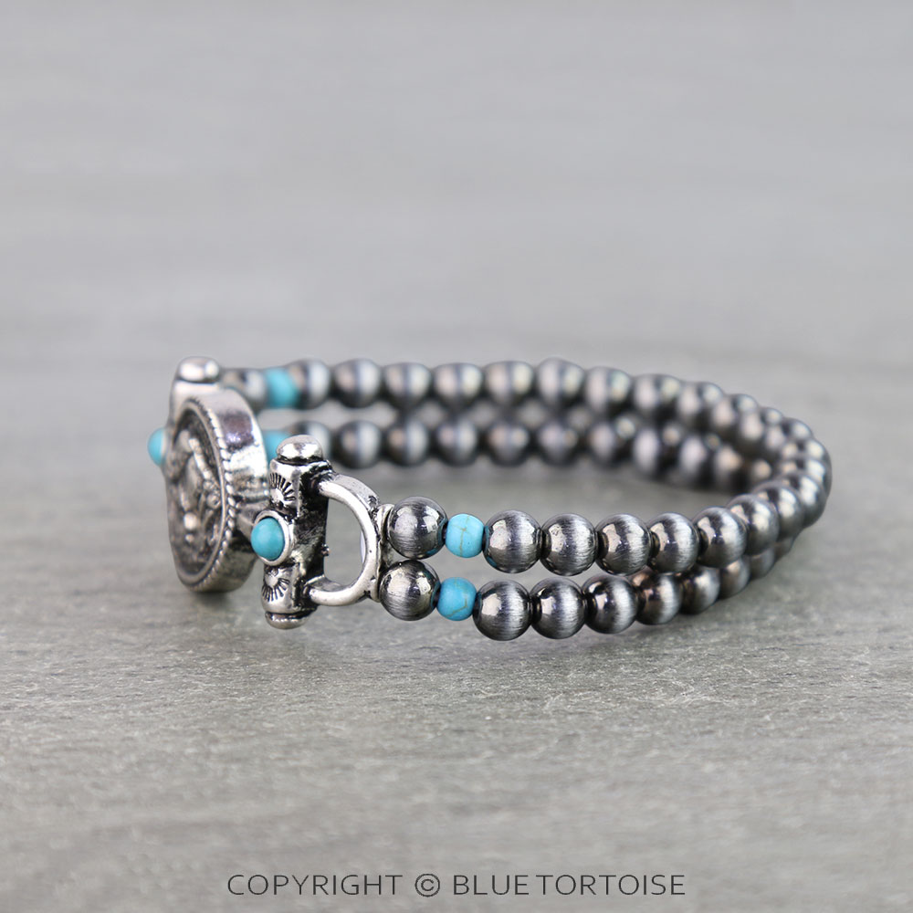 Western Buffalo Coin Horsebit Stretch Bracelet - Image 2