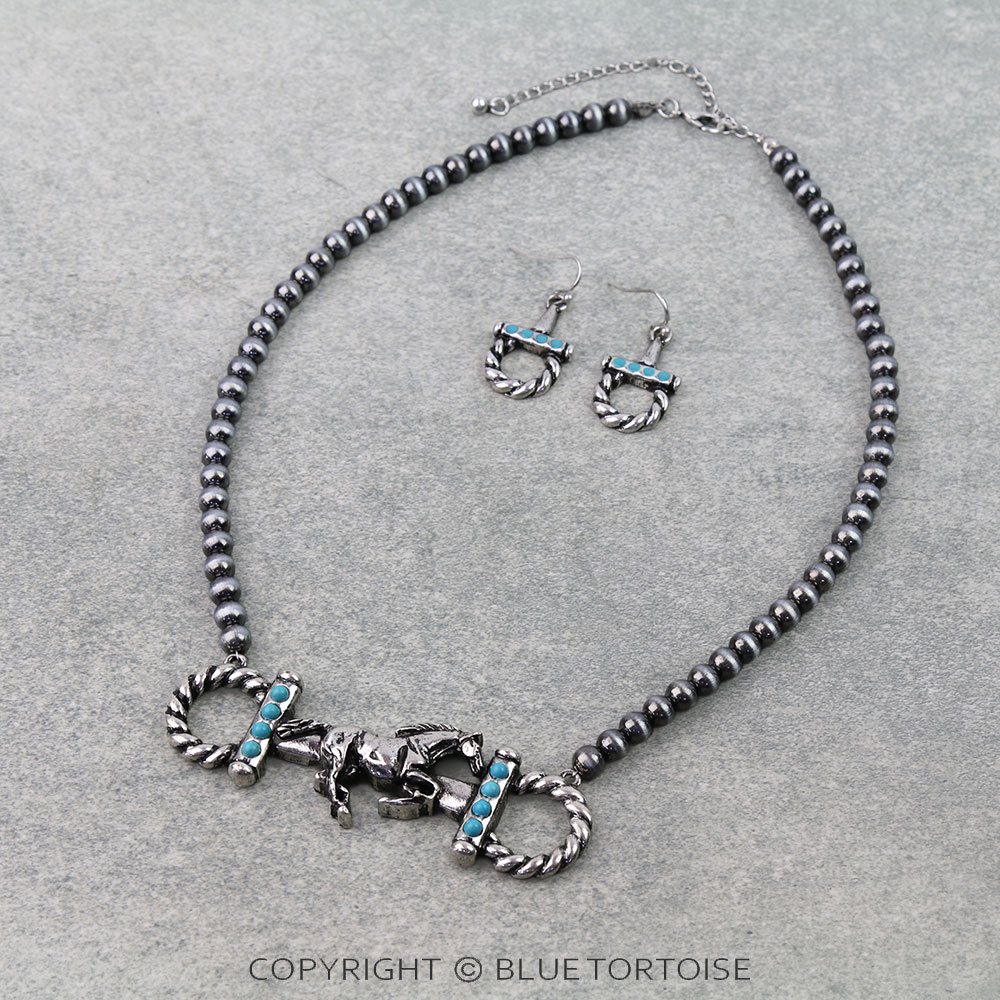 Western Horse Horsebit Necklace Set