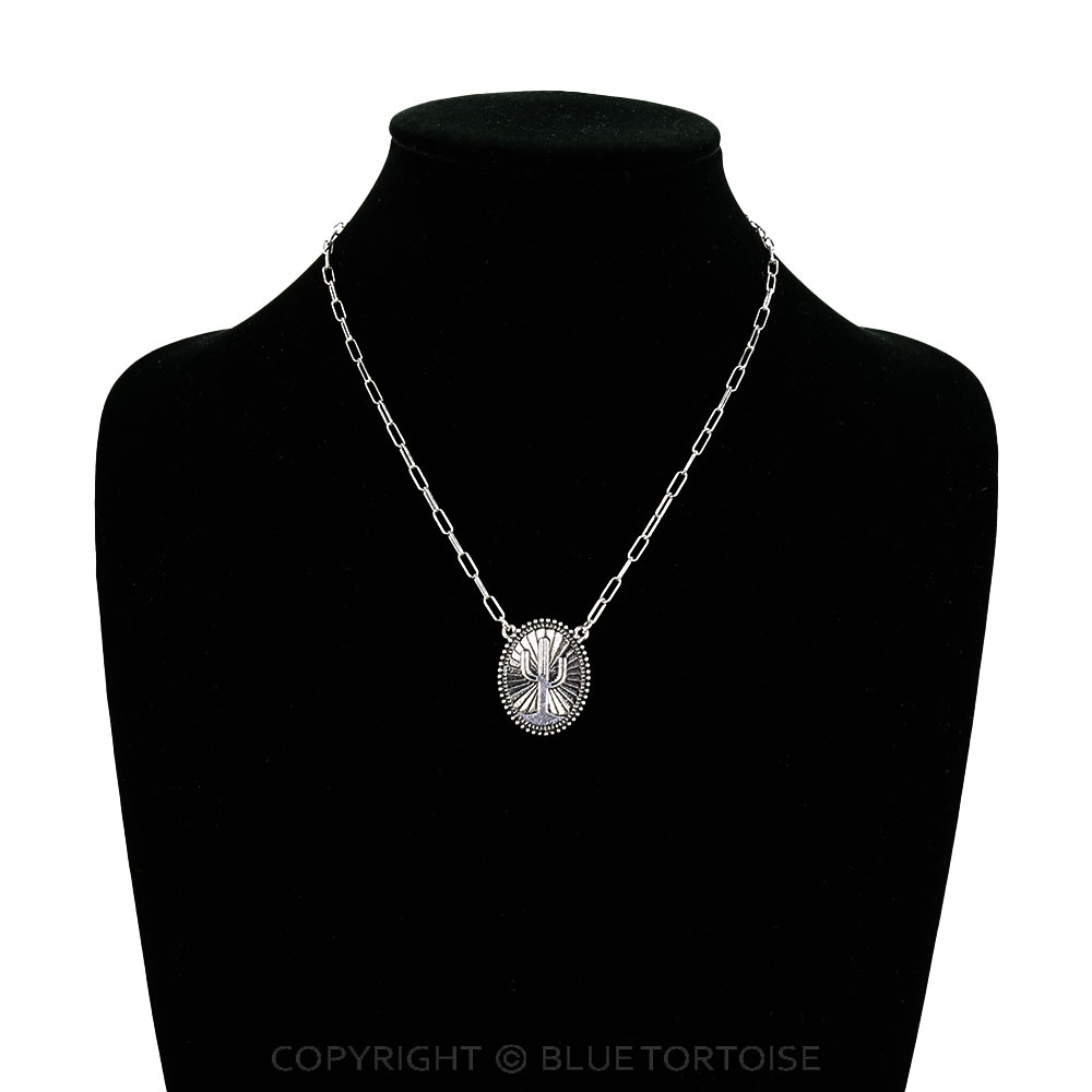 Western Cactus Etched Necklace - Image 2