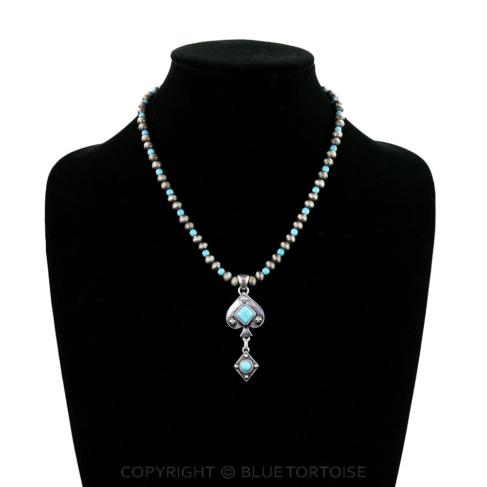 Western Poker Spade Stone Necklace - Image 2
