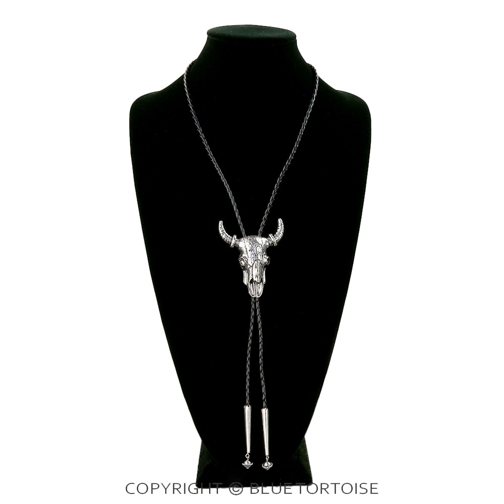 Western Steer Skull Bolo Necklace - Image 2