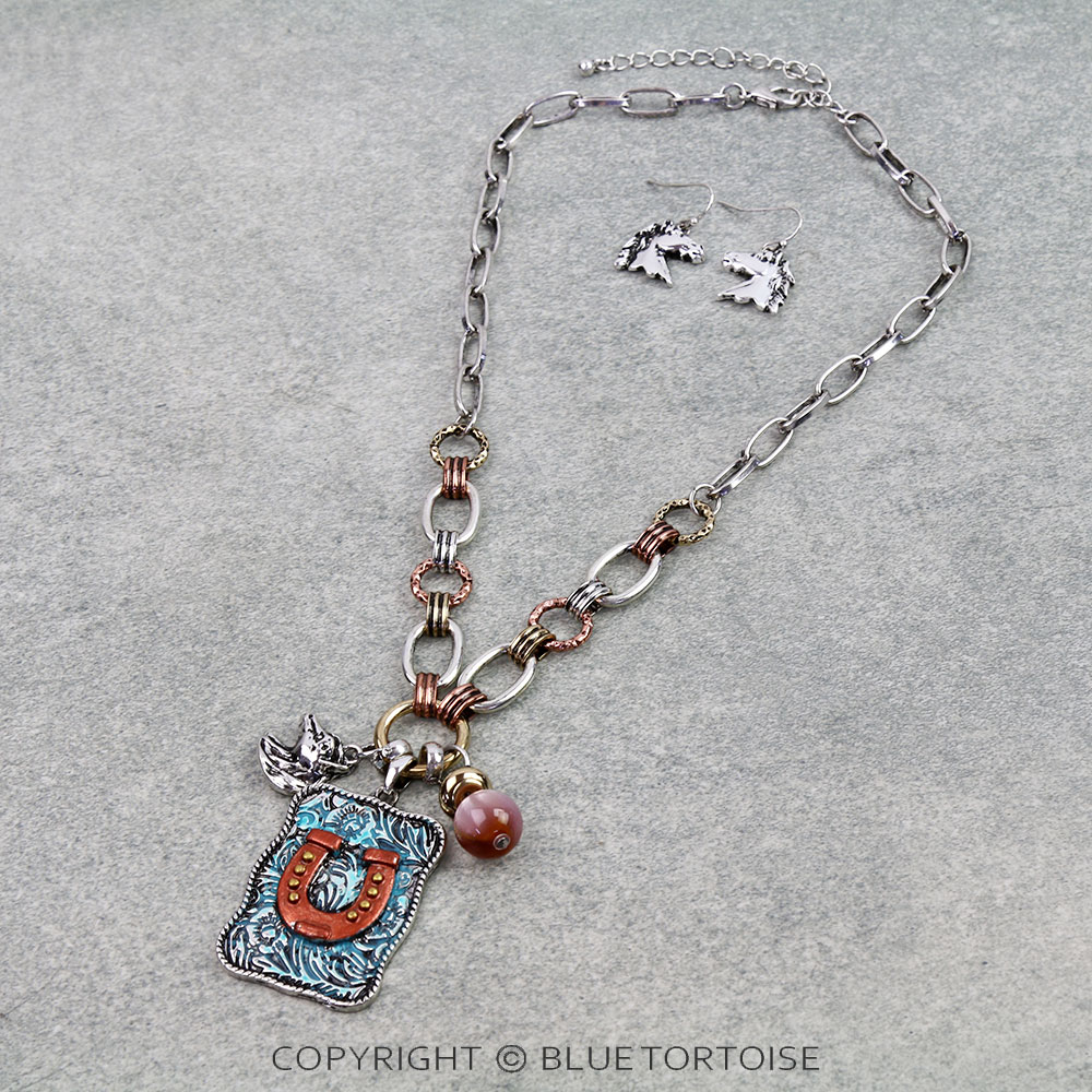 Western Horseshoe Plate Necklace Set