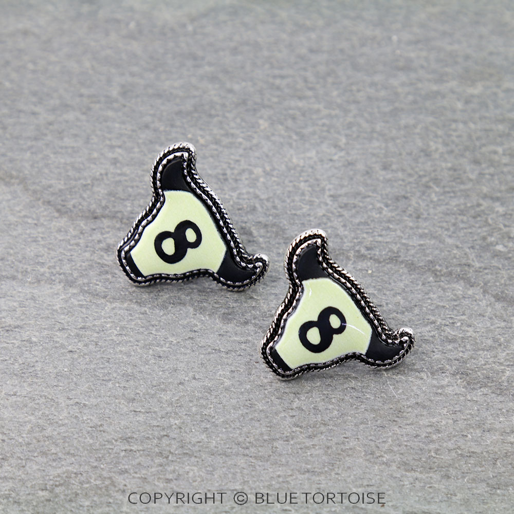 Western Cow Head 8Ball Stud Earrings