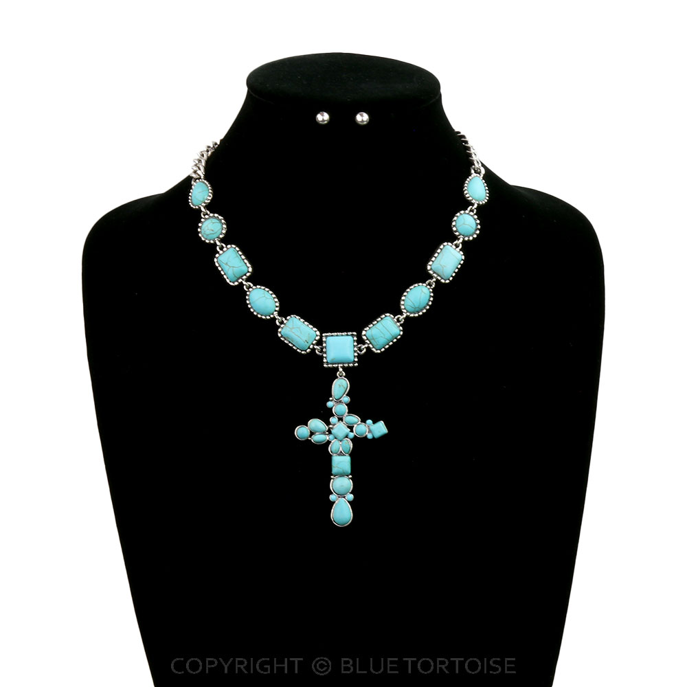 Western Cross Stone Necklace Set - Image 2