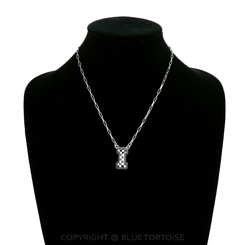 Checker Bubble Initial I Necklace - Image 2