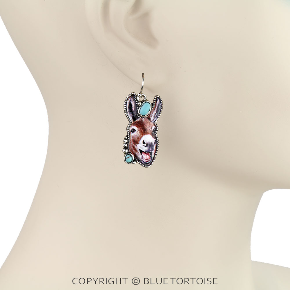 Western Donkey Print Dangle Earrings - Image 2