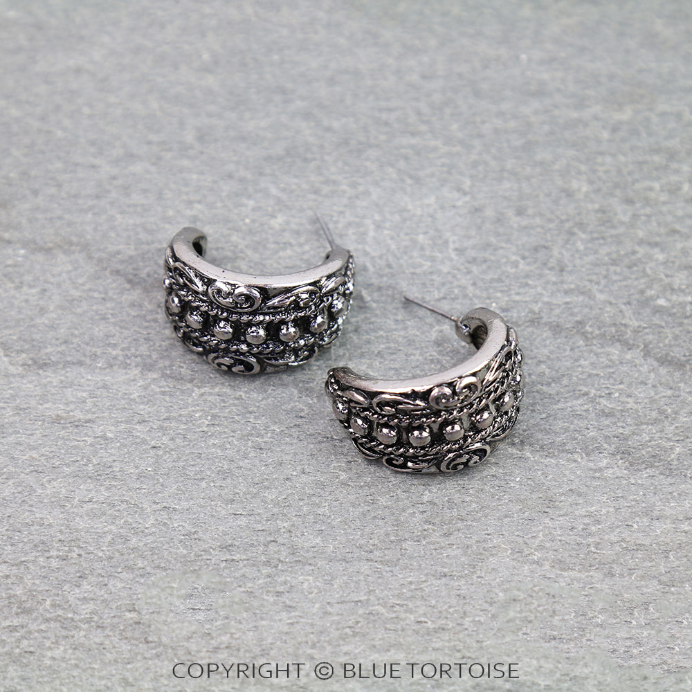 Western Filigree Ball TXR Hoop Earrings