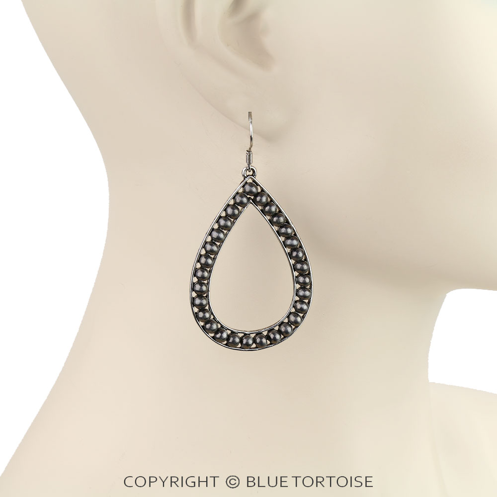 Navajo Style Pearl Teardrop Dangle Earrings - Image 2