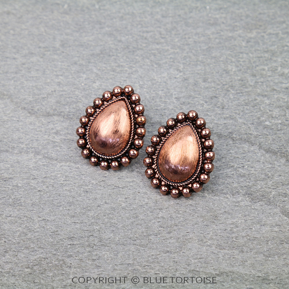 Western Bubble Teardrop Stud Earrings