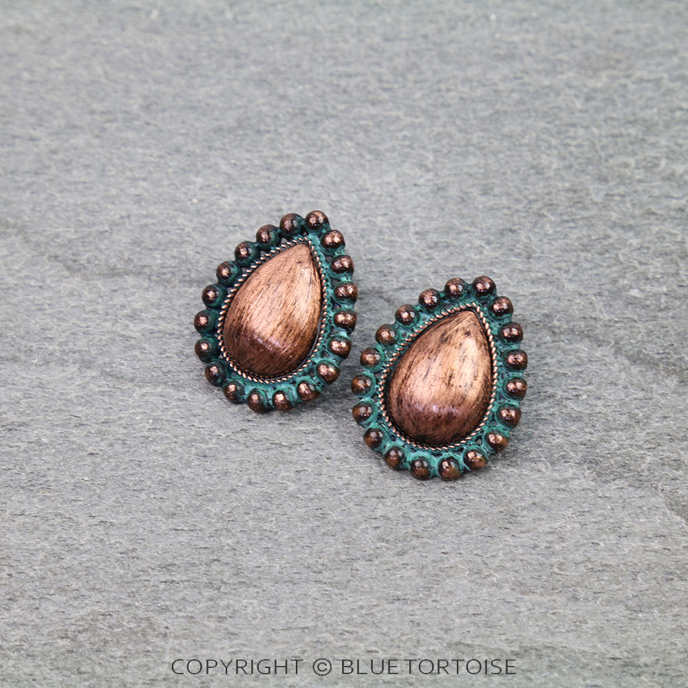 Western Bubble Teardrop Stud Earrings