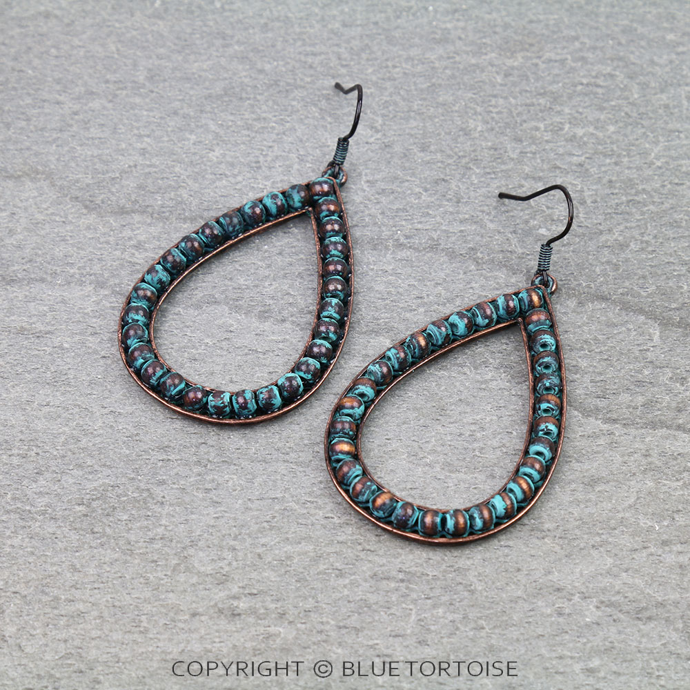 Navajo Style Pearl Teardrop Dangle Earrings