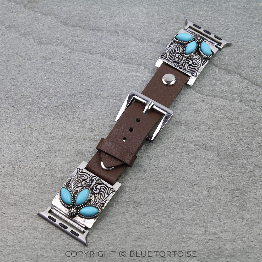 Western Etched Leather Apple Watch Band