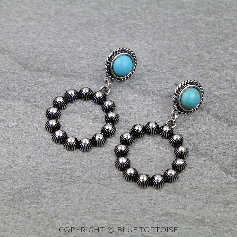 Western Round Stone Stud Earrings