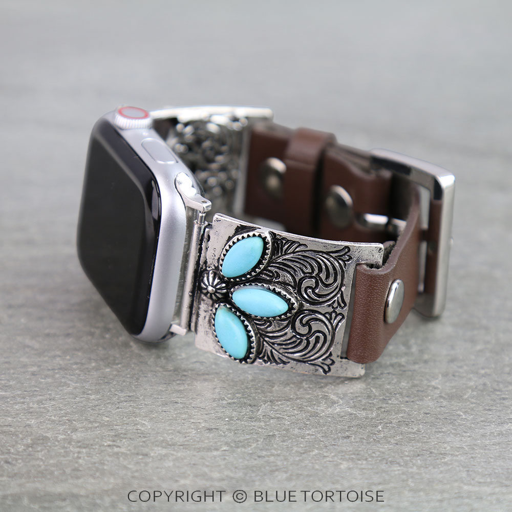 Western Etched Leather Apple Watch Band - Image 2