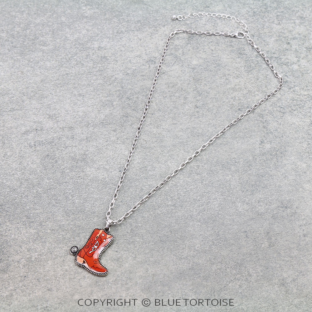 Western Cowboy Boot Print Necklace
