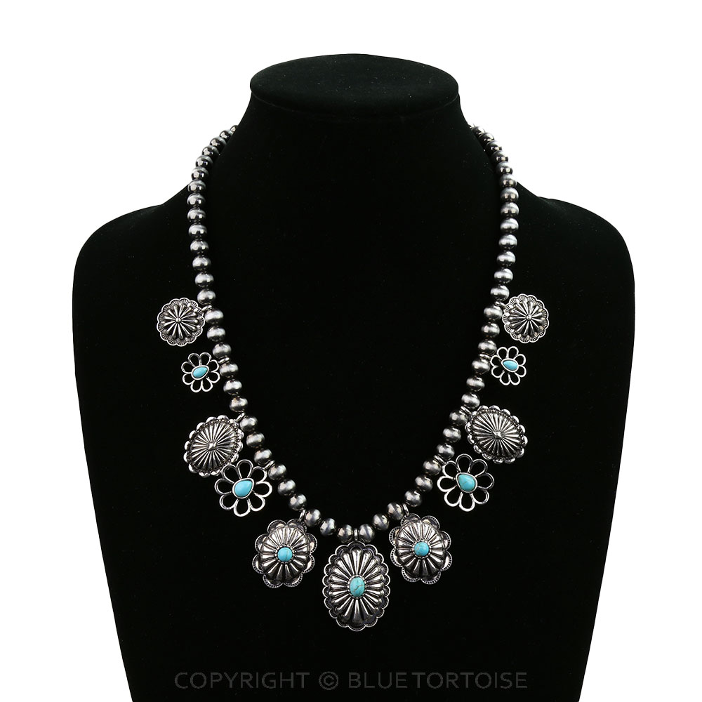 Western Concho and Flower Necklace - Image 2