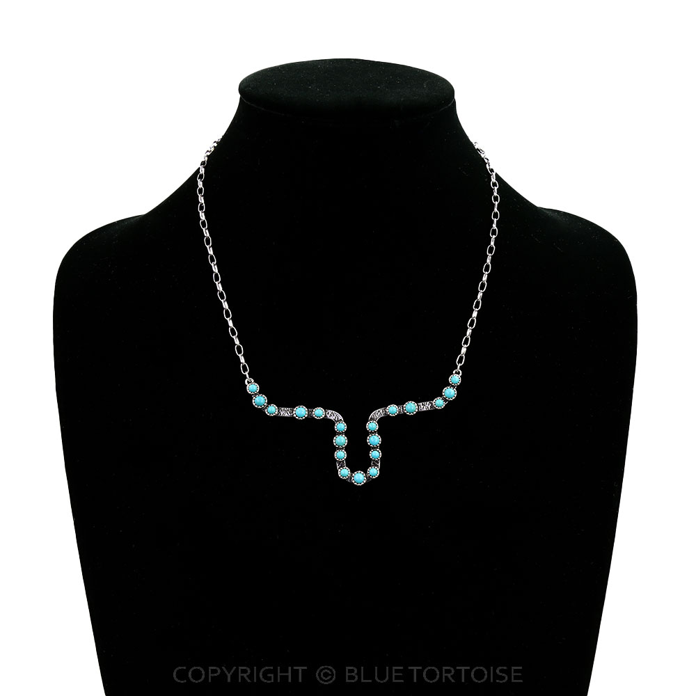 Western Steer Head Stone Necklace - Image 2