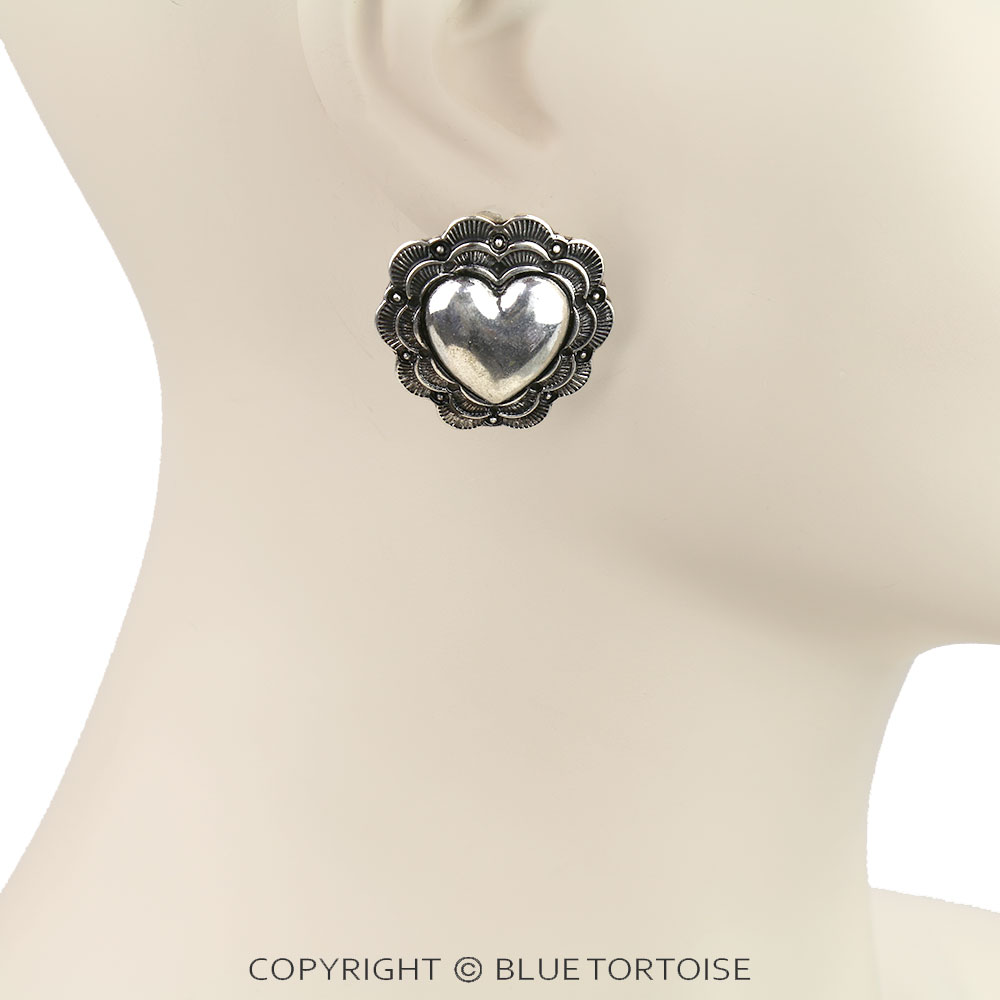 Western Bubble TXR Heart Stud Earrings - Image 2