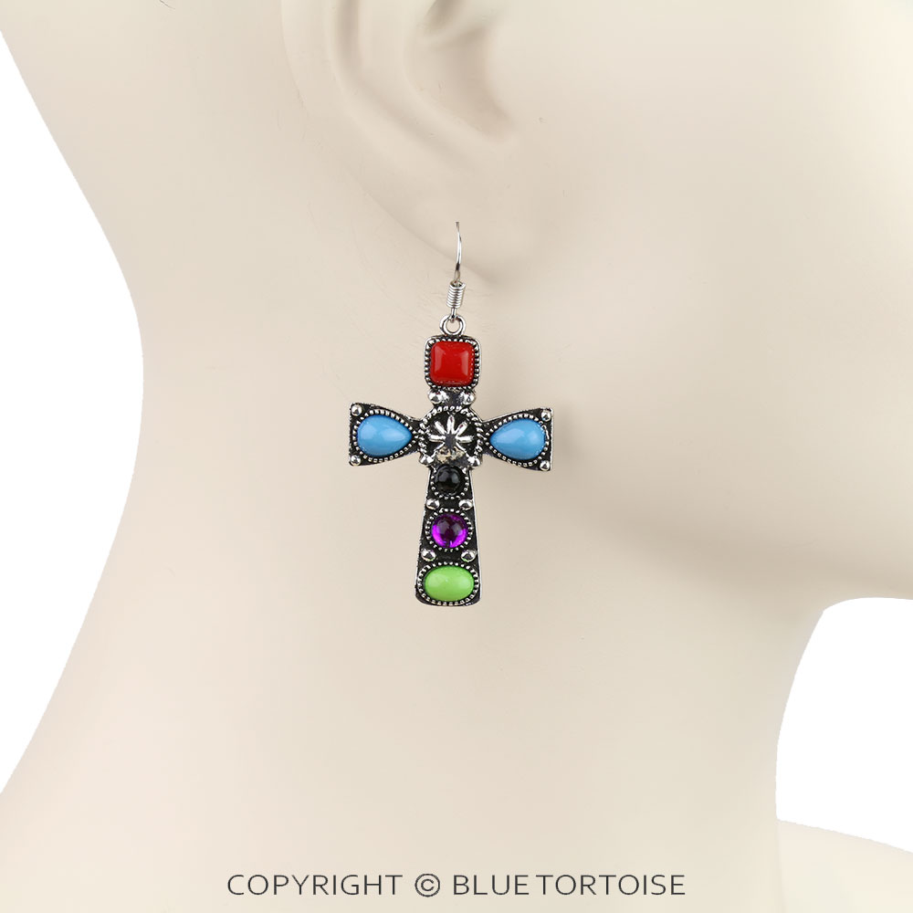 Western Cross Dangle Earrings - Image 2