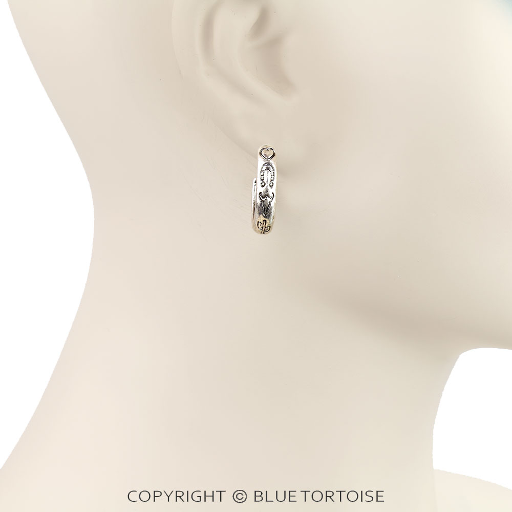 Western Theme Engraving Hoop Earrings - Image 2