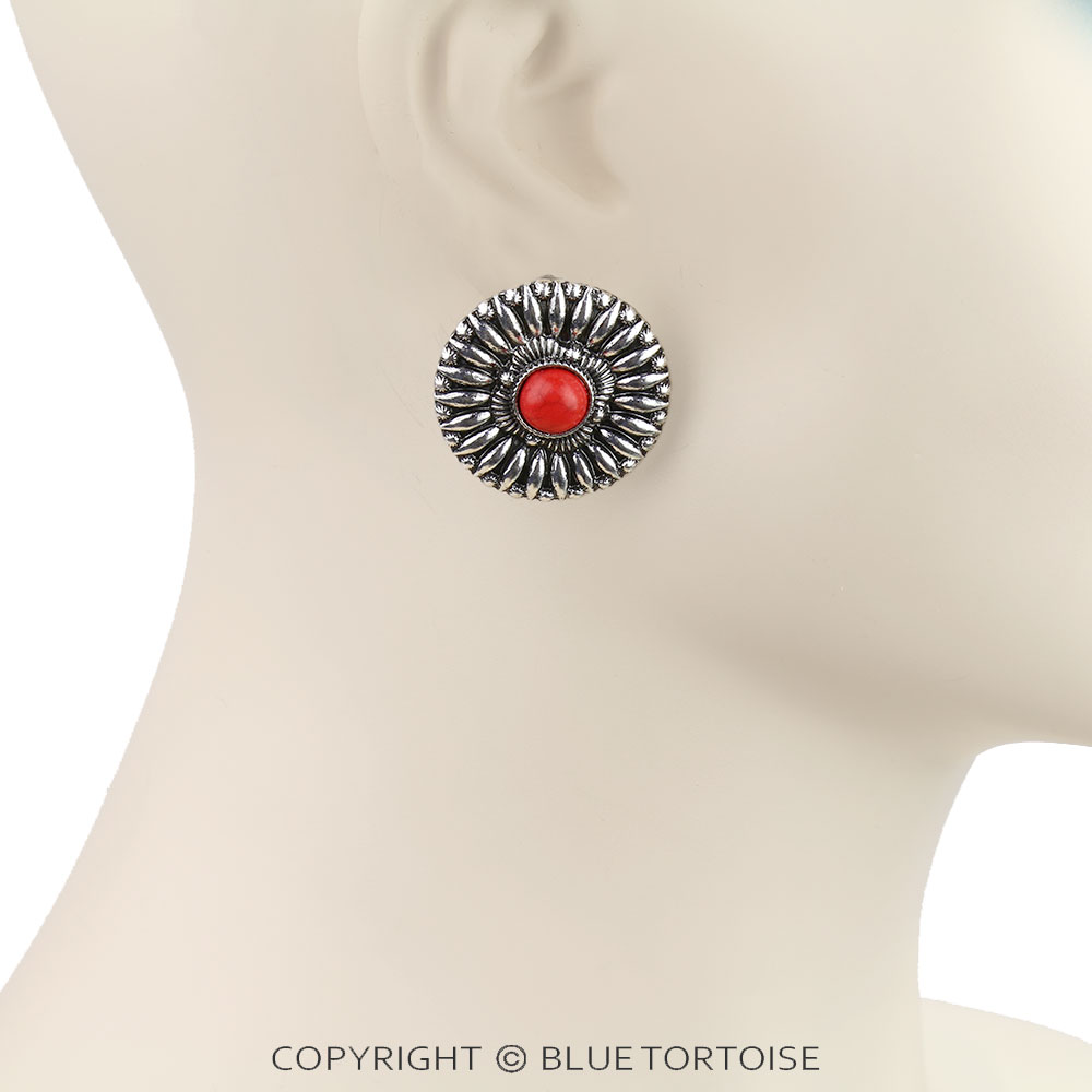 Western Concho Stud Earrings - Image 2