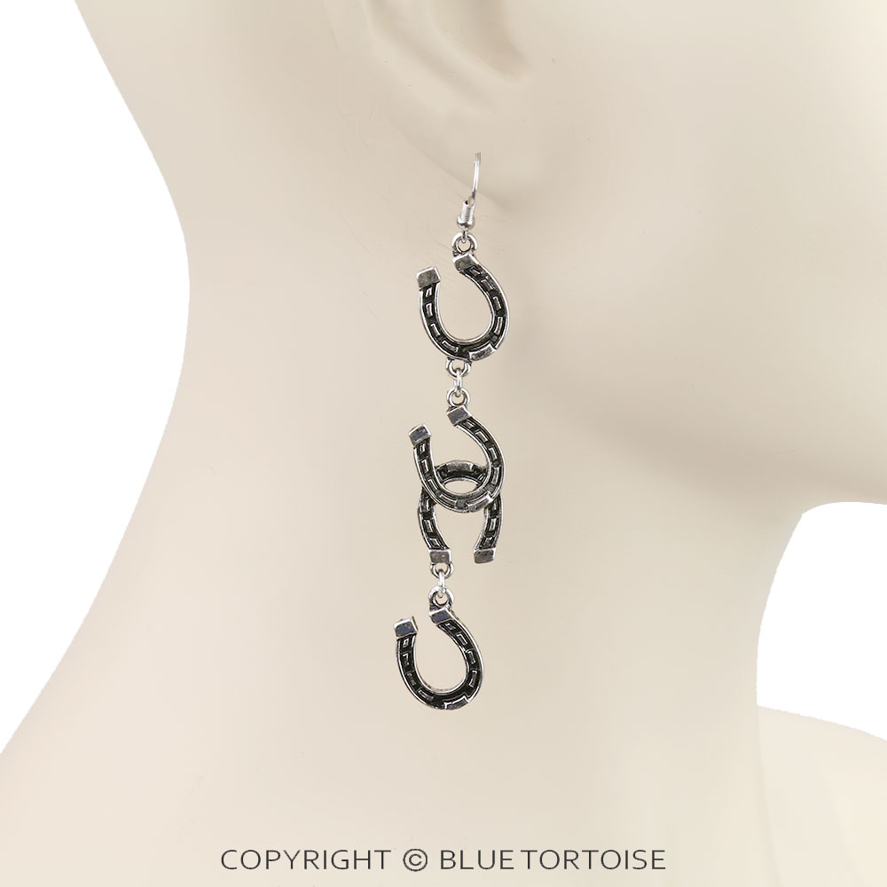 Western Horse Groove Drop Dangle Earrings - Image 2