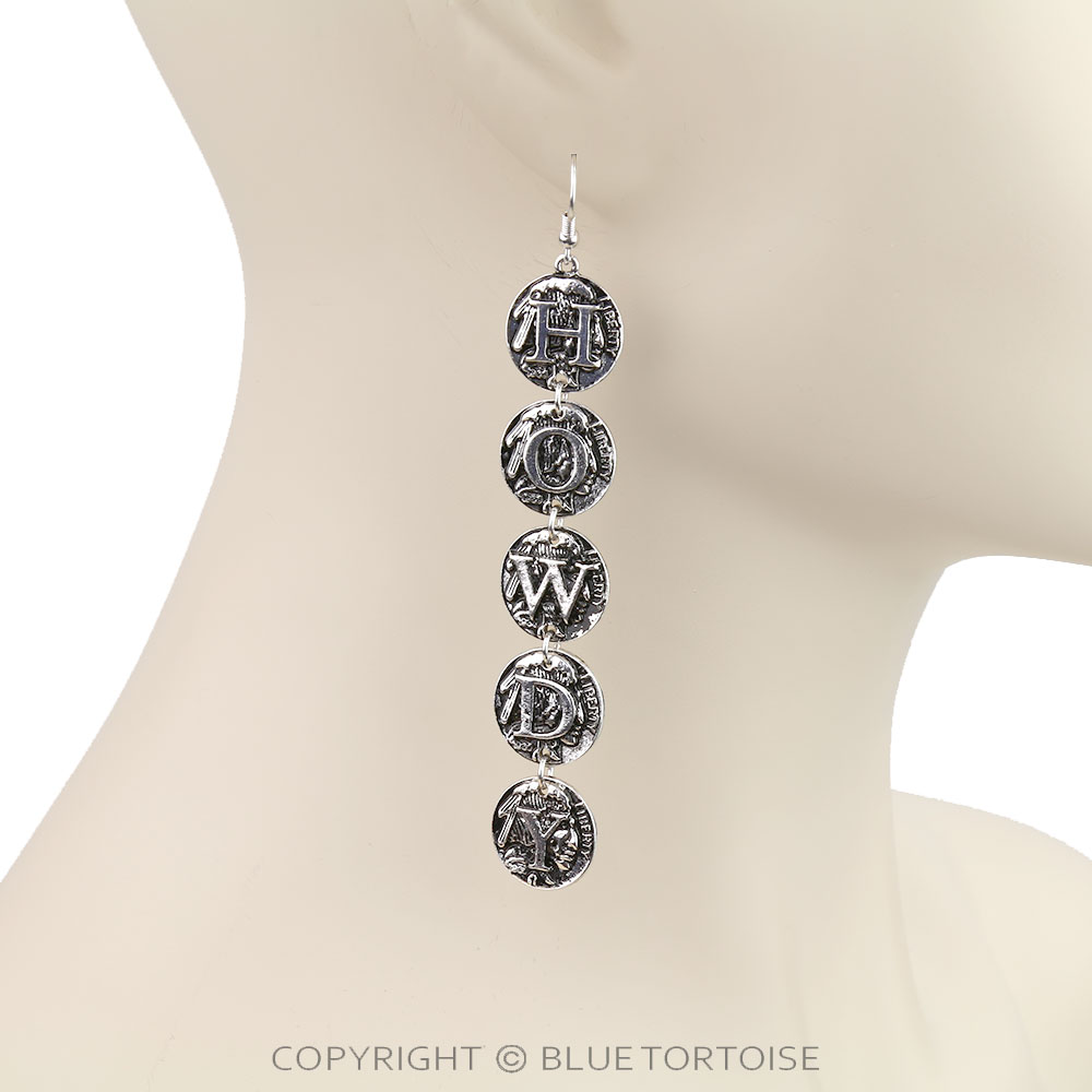 Western Howdy Coin Dangle Earrings - Image 2