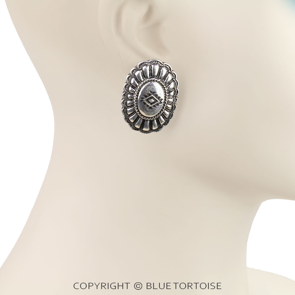 Western Aztec TXR Concho Stud Earrings - Image 2