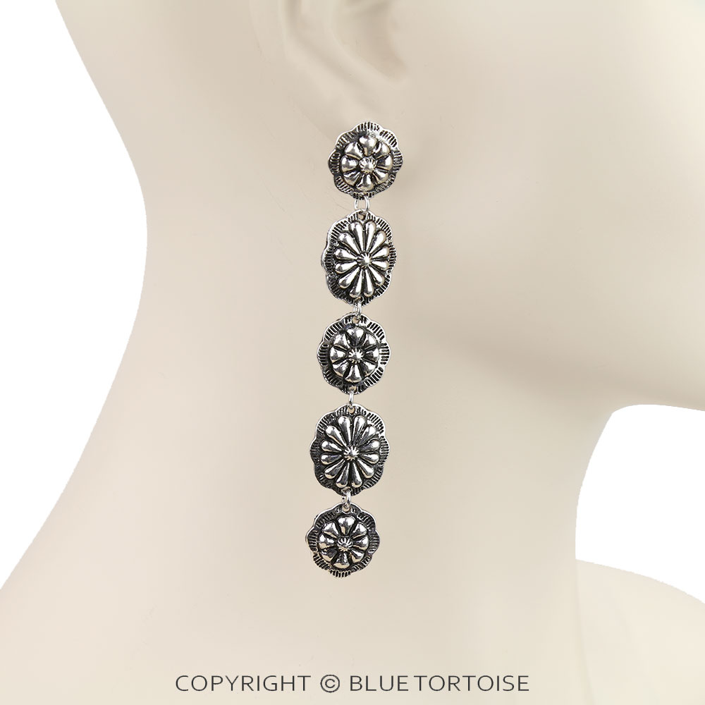 Western Concho Drop Stud Earrings - Image 2