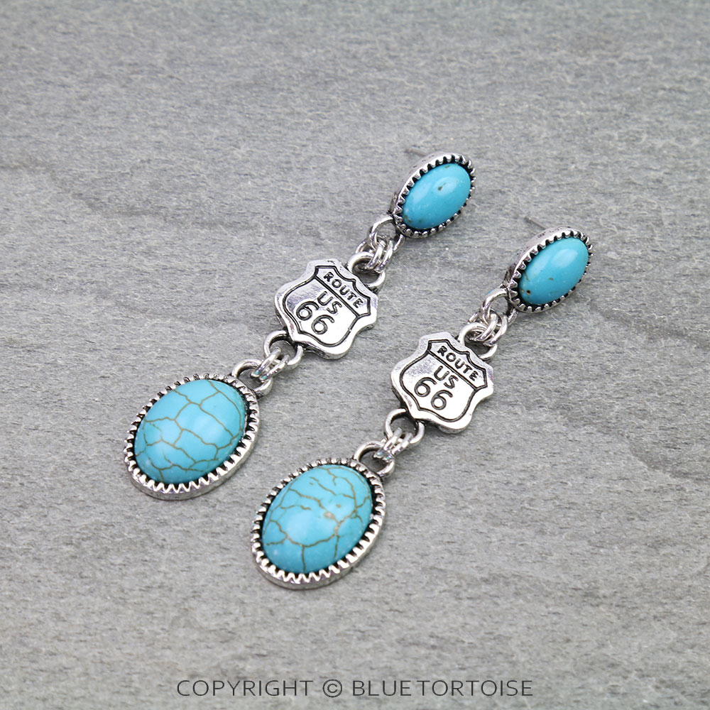 Western Route 66 Stone Stud Earrings