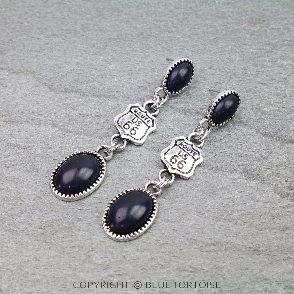 Western Route 66 Stone Stud Earrings