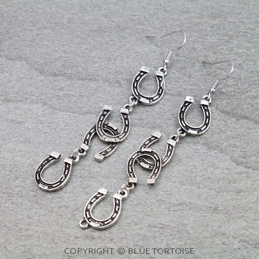 Western Horse Groove Drop Dangle Earrings