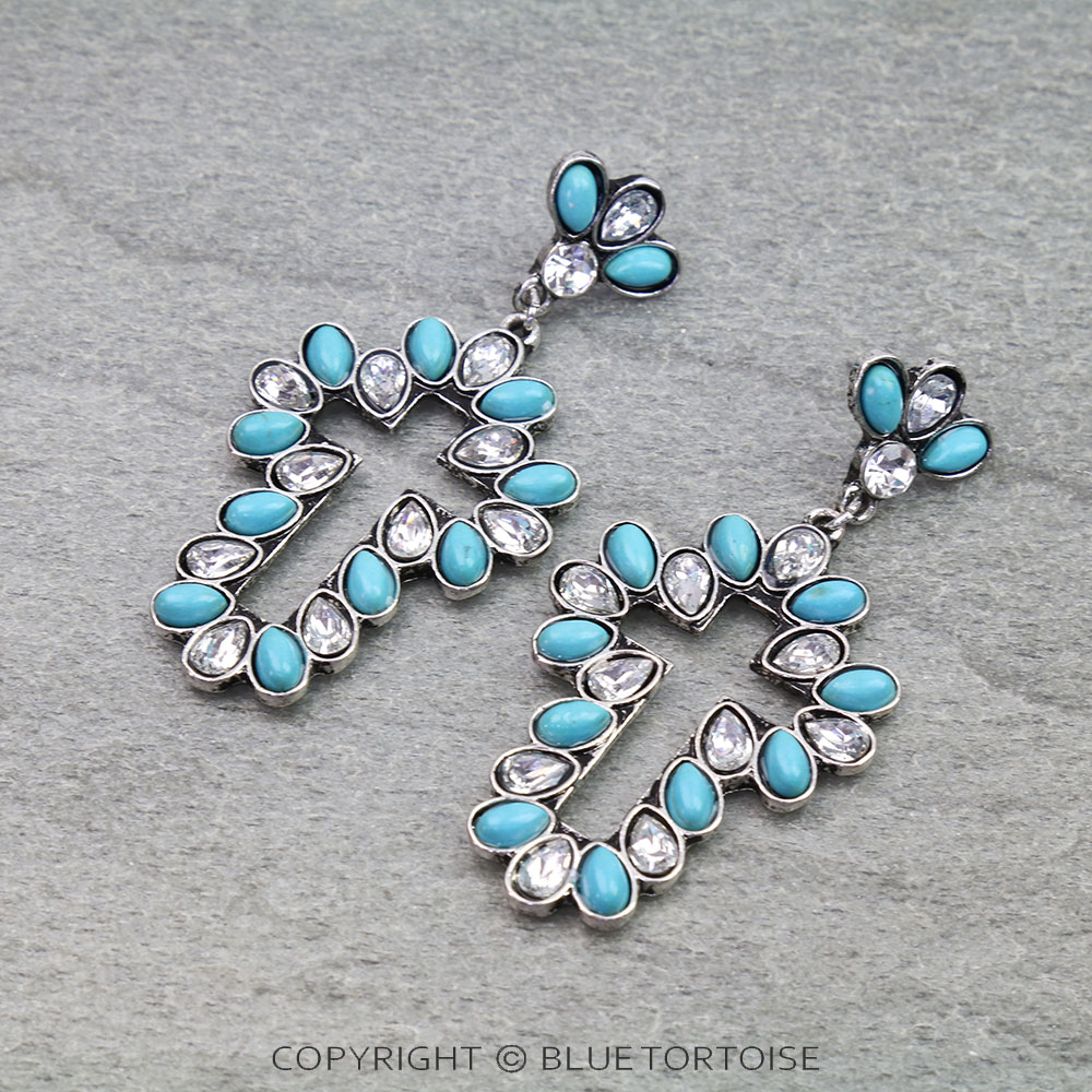 Western Cross Stone Stud Earrings