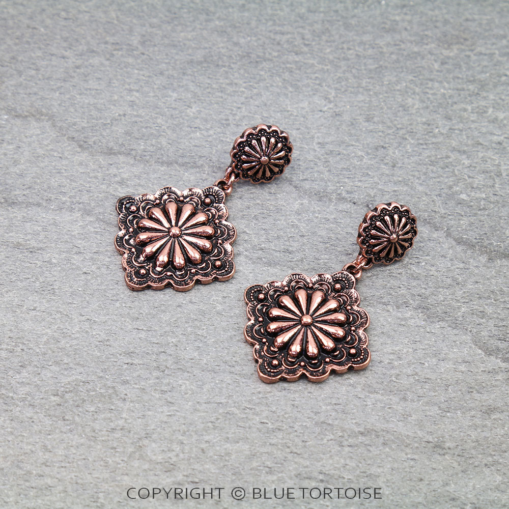 Western Concho Stud Earrings