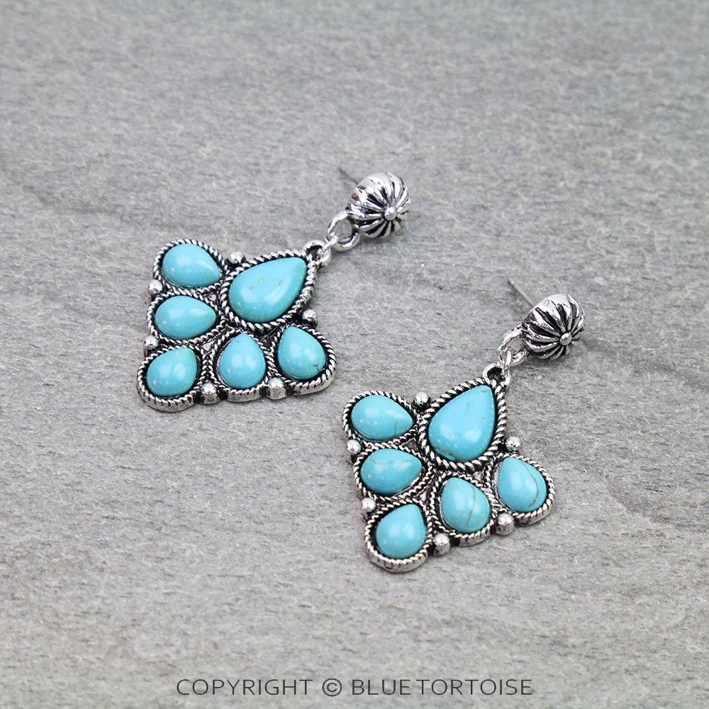 Western Cluster Stone Stud Earrings