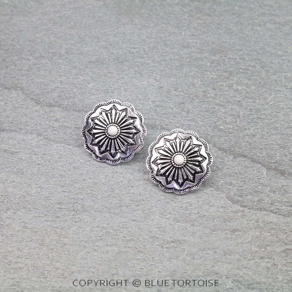 Western Concho Stud Earrings