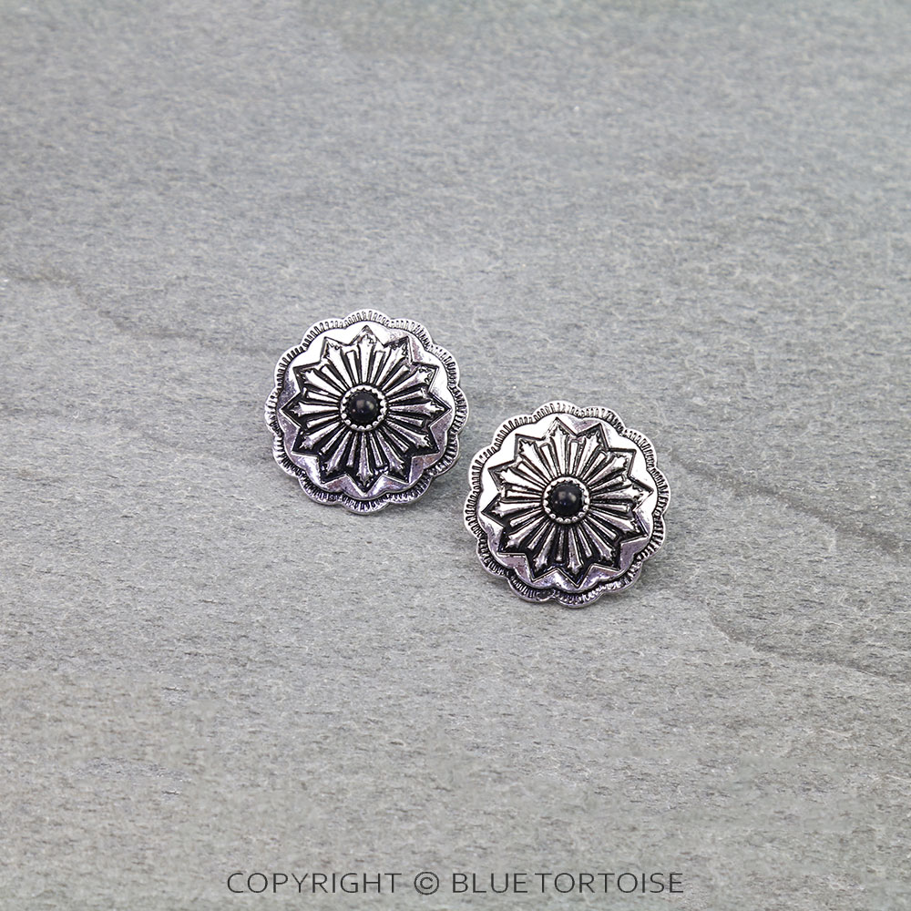 Western Concho Stud Earrings