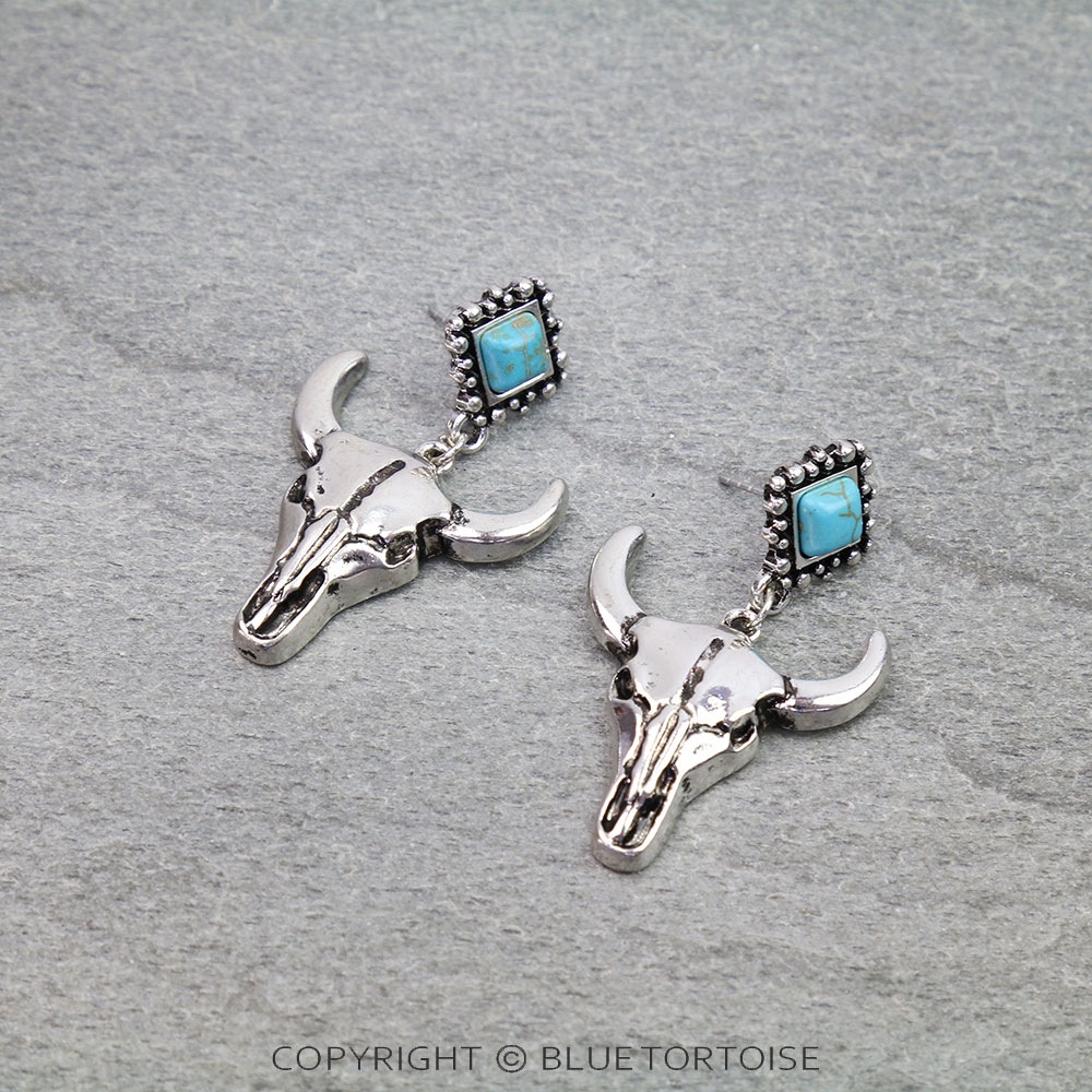 Western Steer Skull Stud Earrings