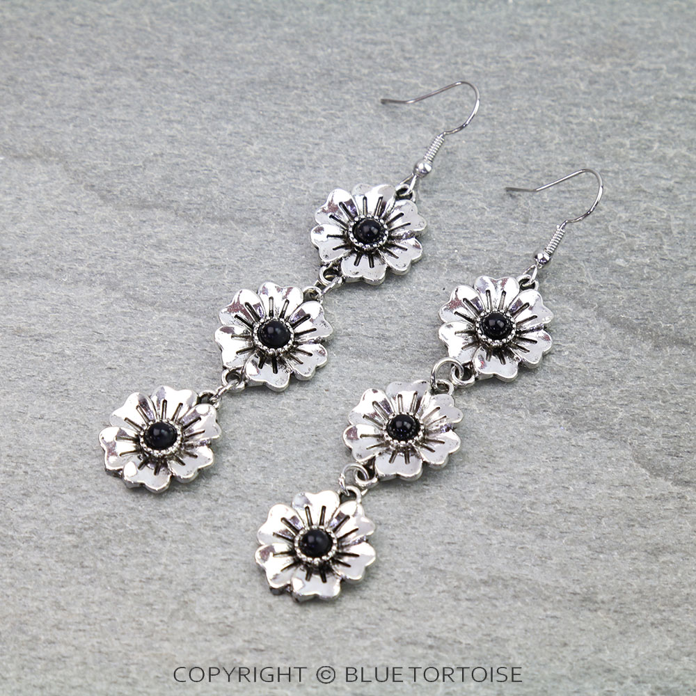 Western Flower Drop Dangle Earrings