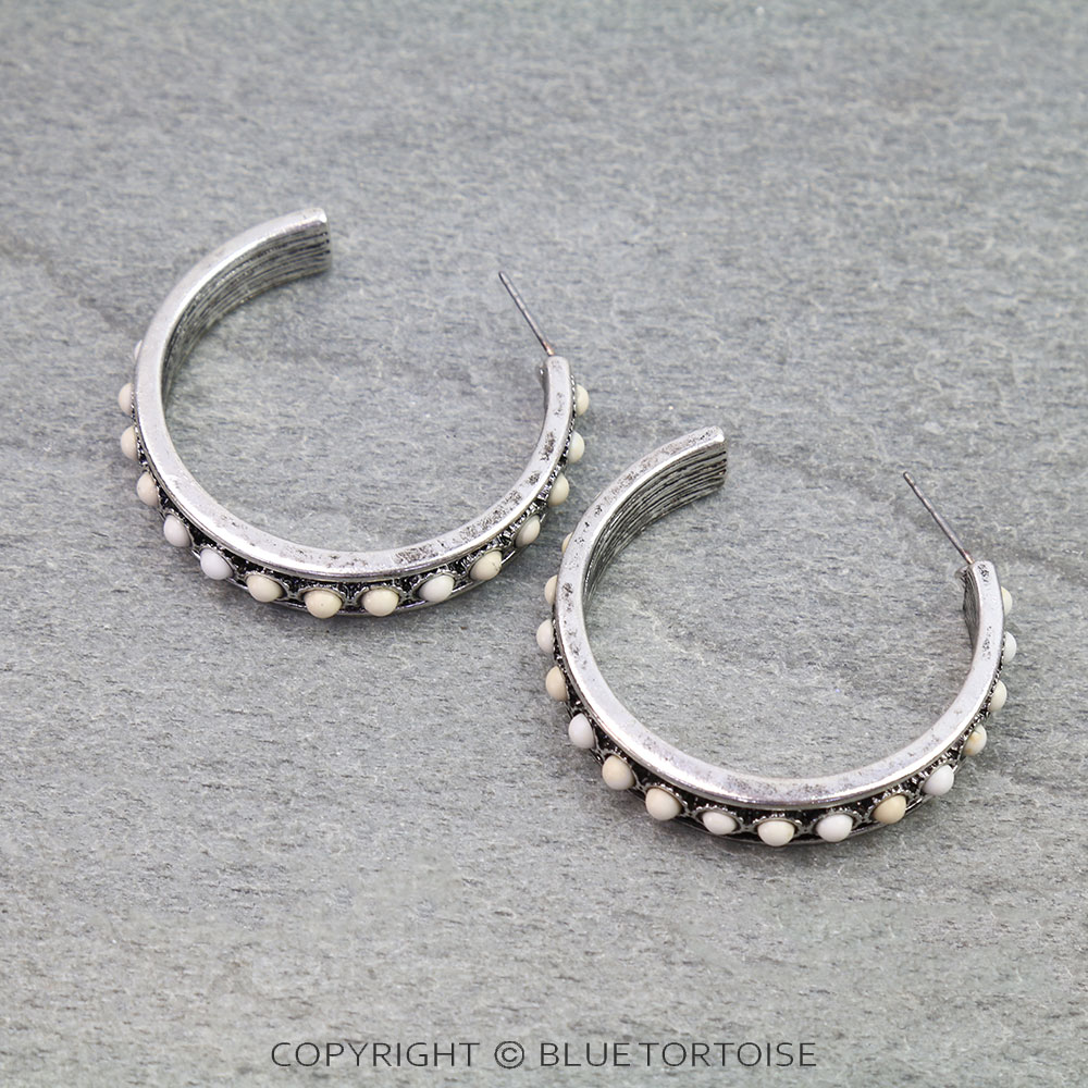 Western Stone Hoop Earrings