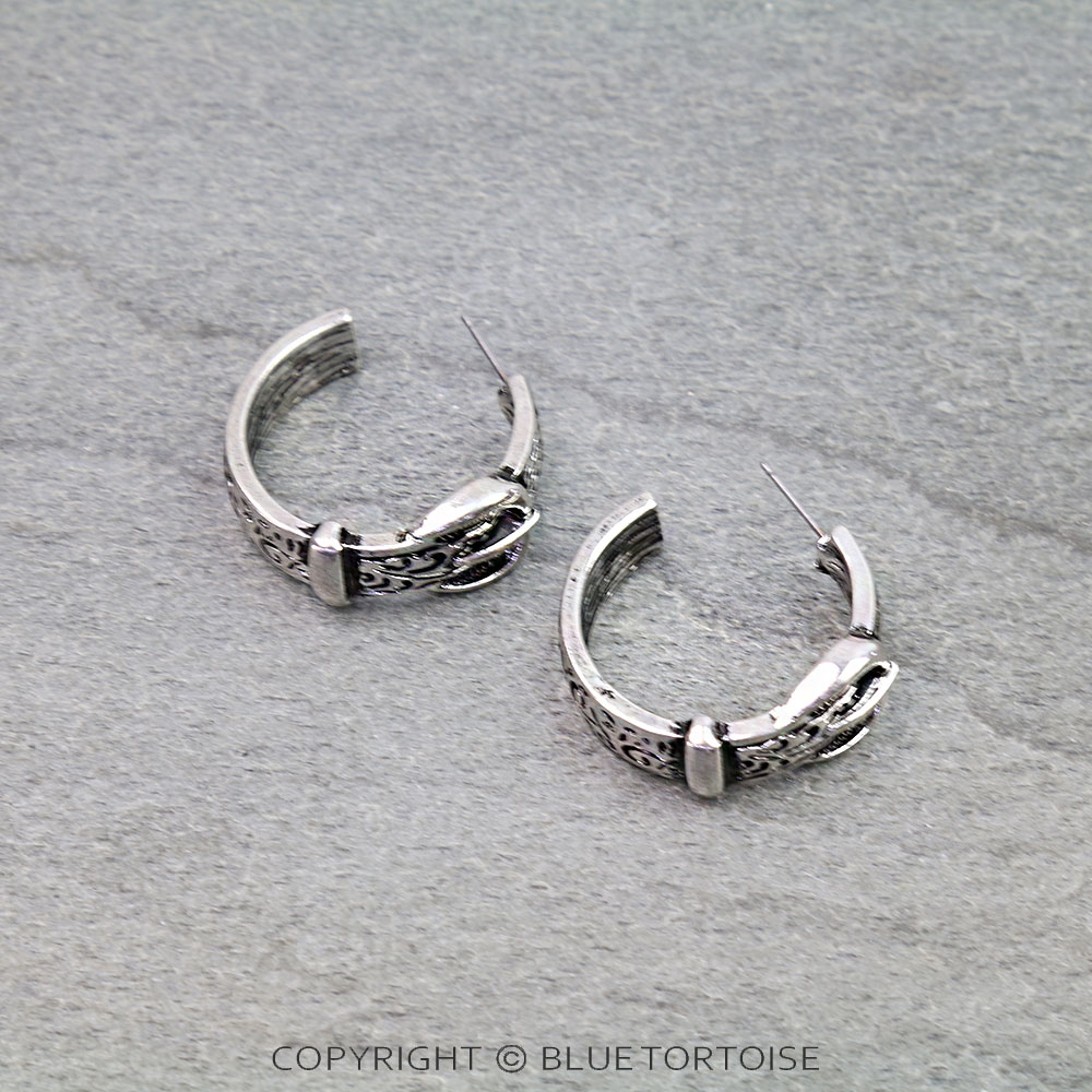 Western Belt Buckle Hoop Earrings