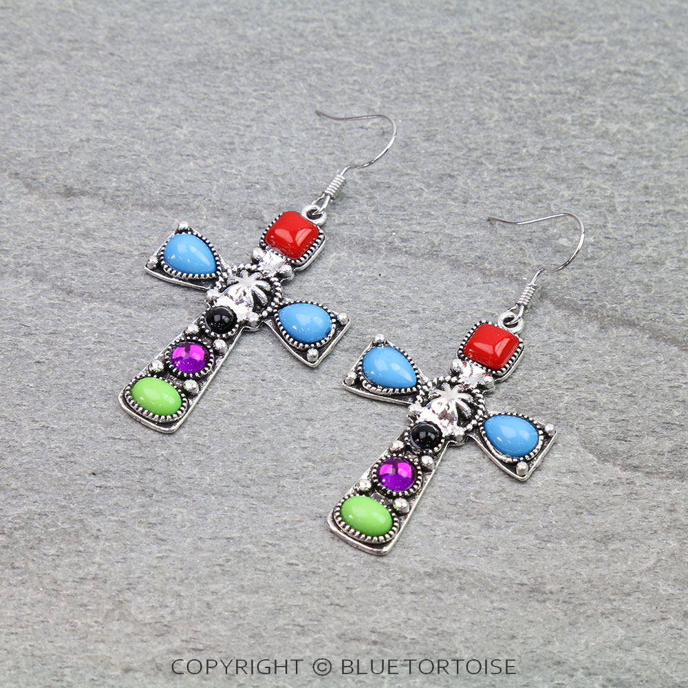 Western Cross Dangle Earrings
