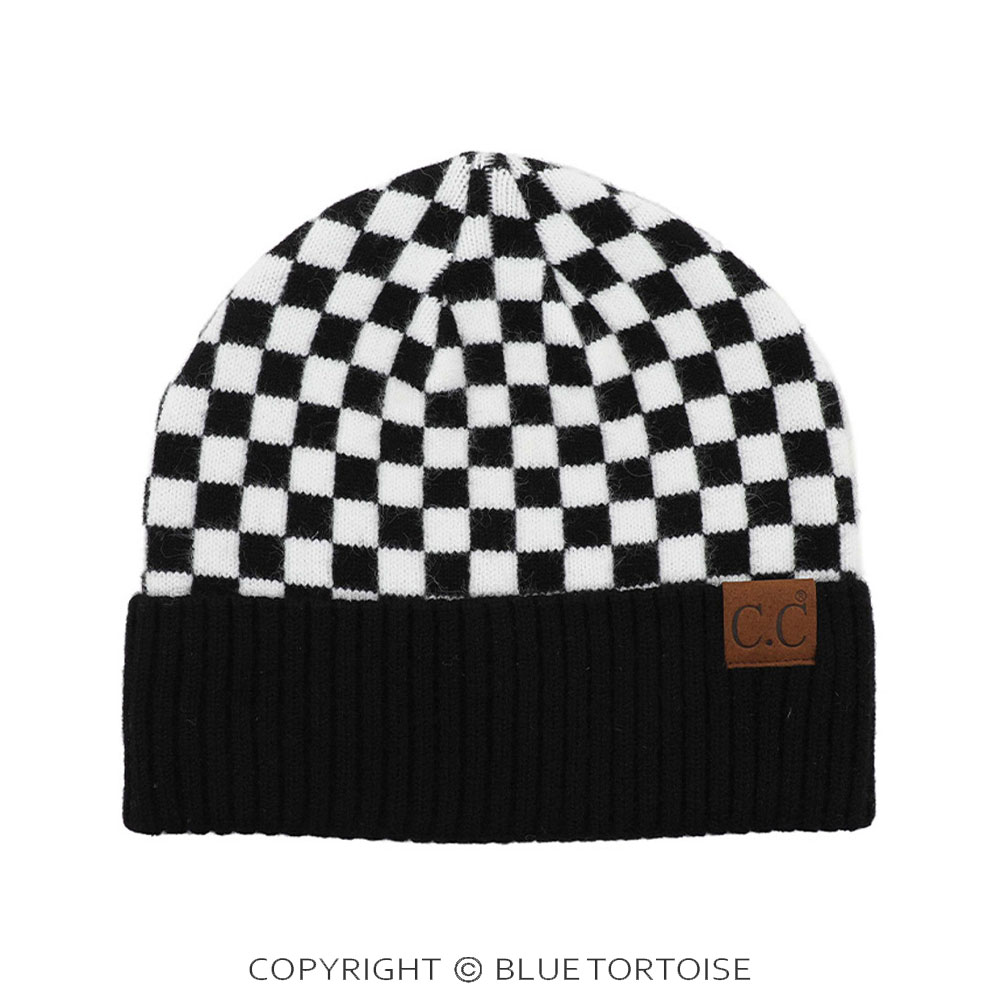 C.C Checkered Pattern Beanie Hat