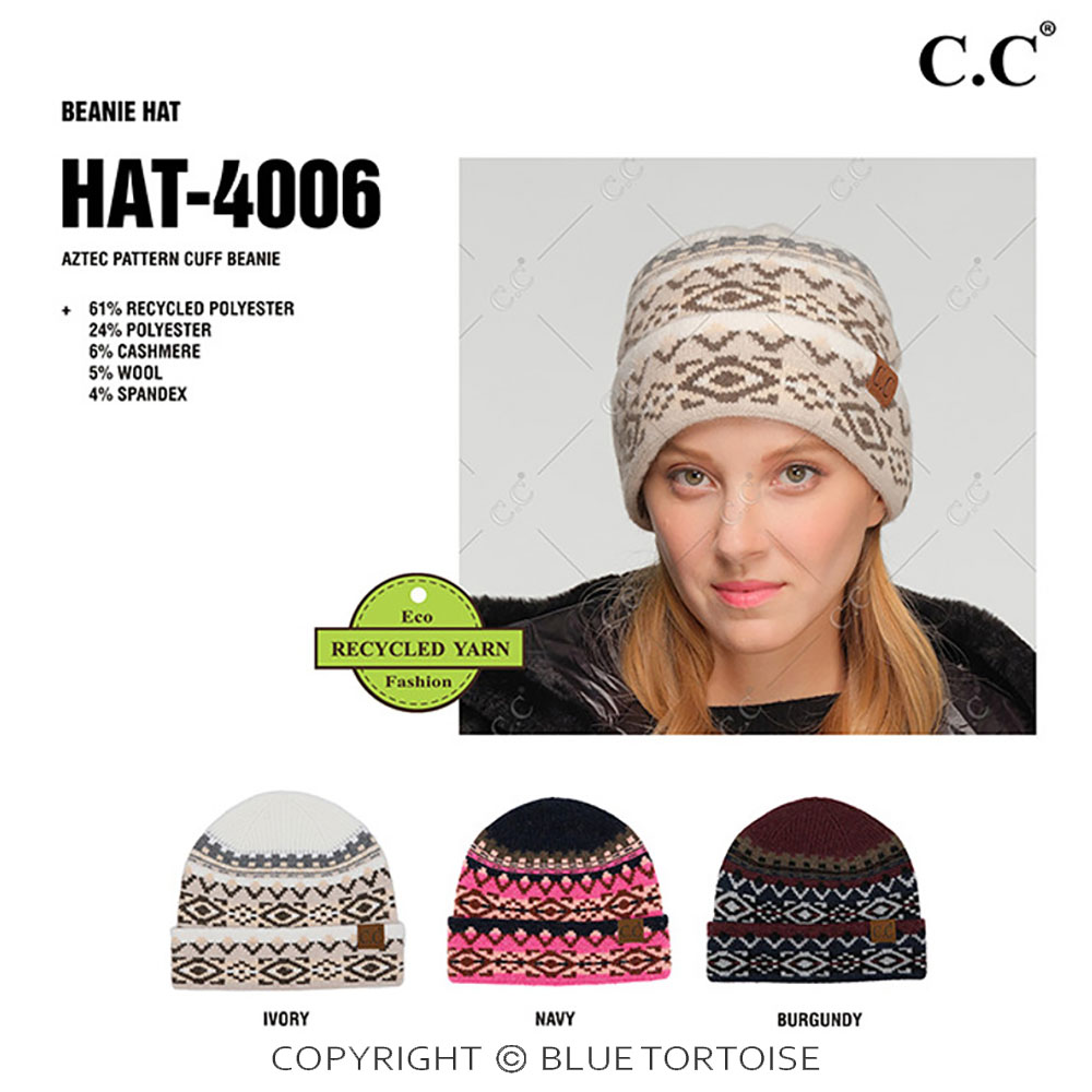 C.C Aztec Pattern Cuff Beanie - Image 2