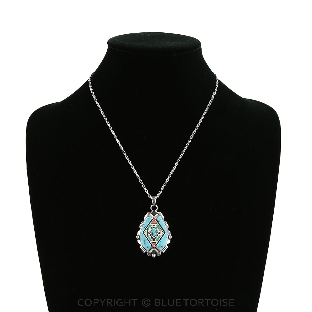 Western Aztec Print Teardrop Necklace - Image 2