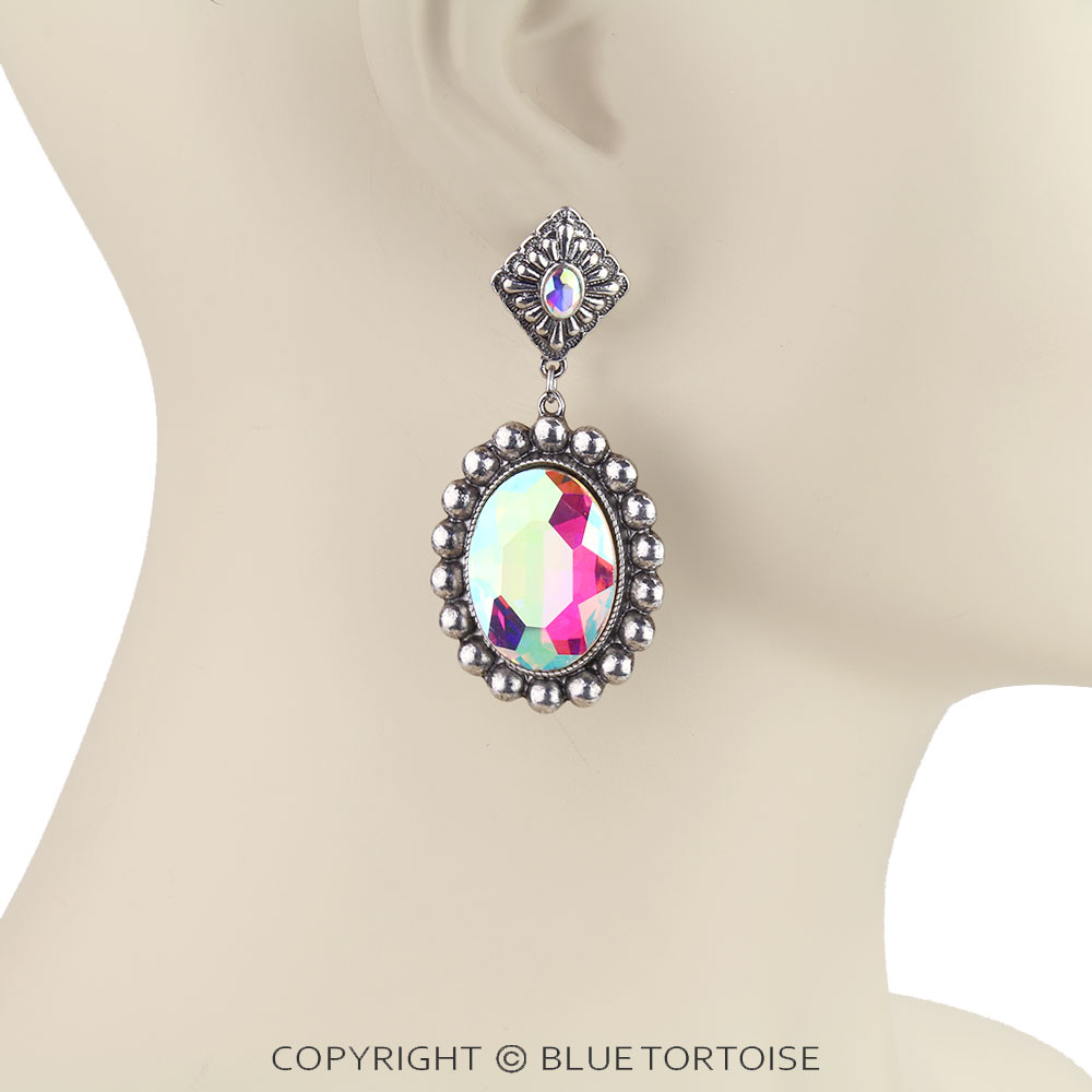 Western Concho Stone Stud Earrings - Image 2