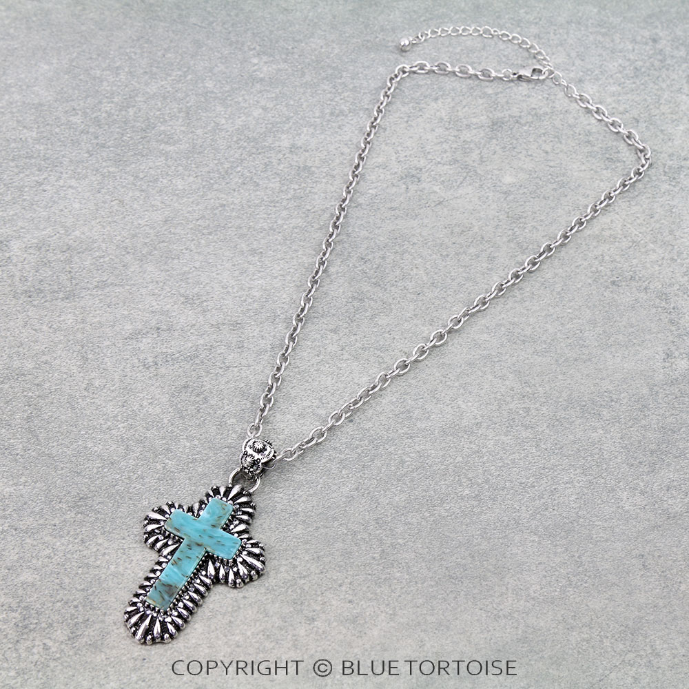Western Cross Hand Stone Necklace
