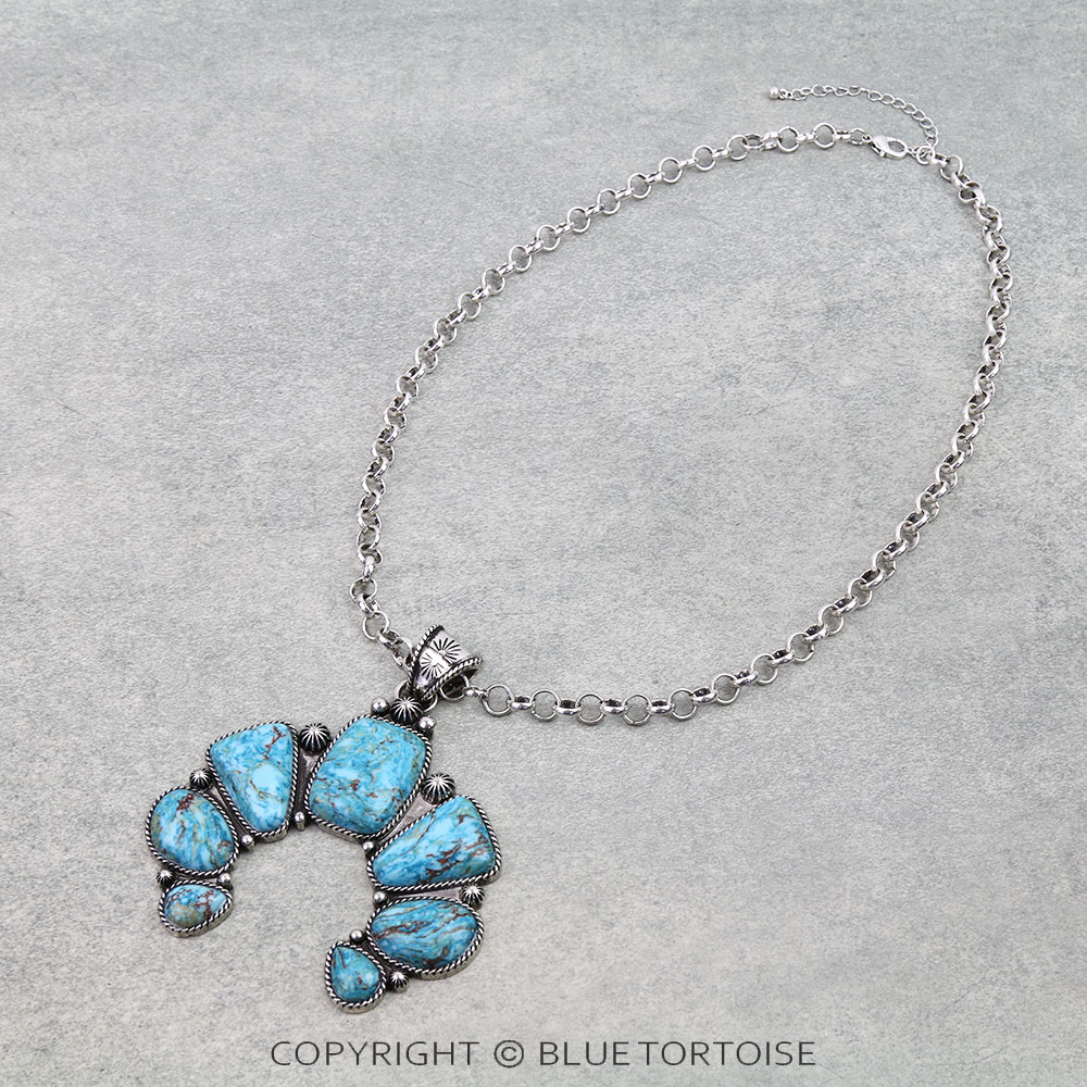 Western Squash Blossom Hand Stone Necklace